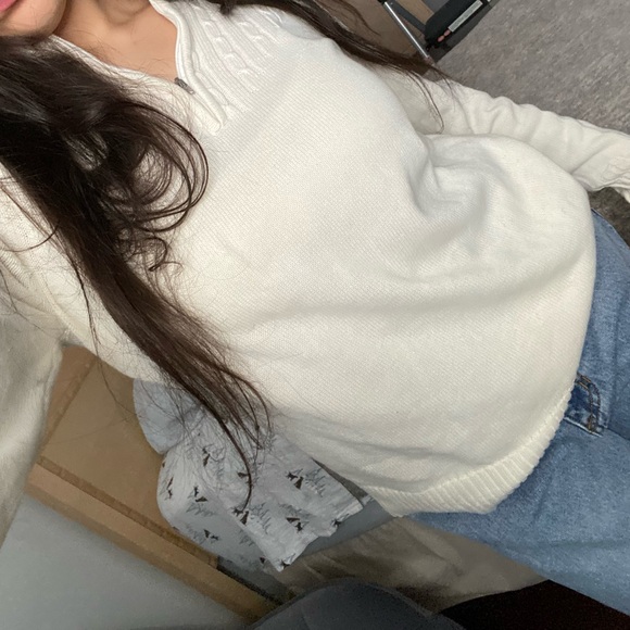 cream knit quarter zip - Picture 2 of 3